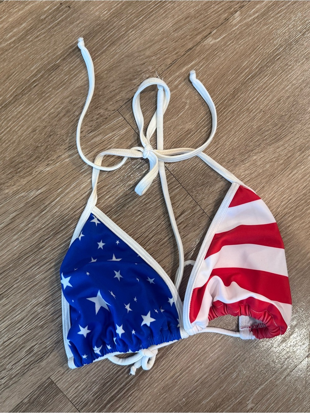 Stars & Stripes Triangle Swim Top - White, Red & Blue
